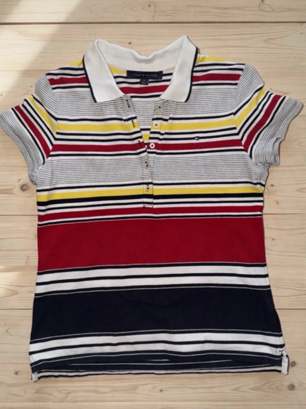 Tommy Hilfiger women’s Striped Polo Shirt - Red, Yellow, Navy, White